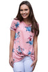 Sexy Pink Floral Short Sleeve Knot Top